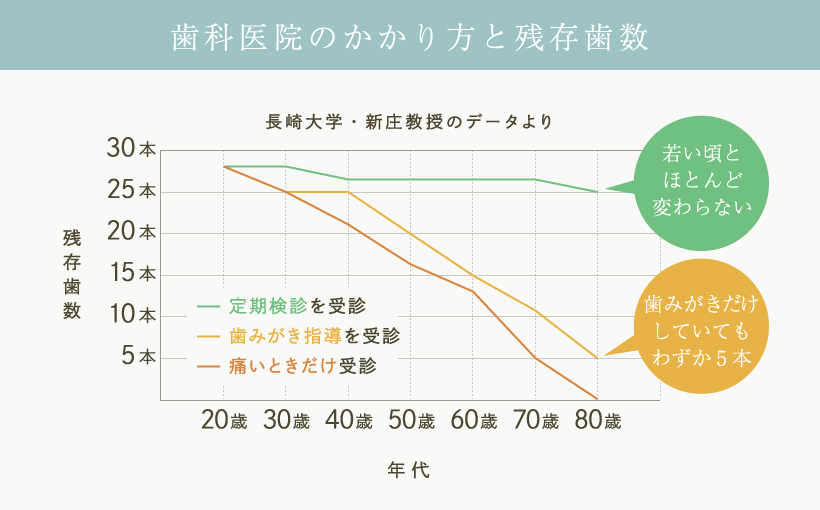 歯科医院のかかり方と残存歯数